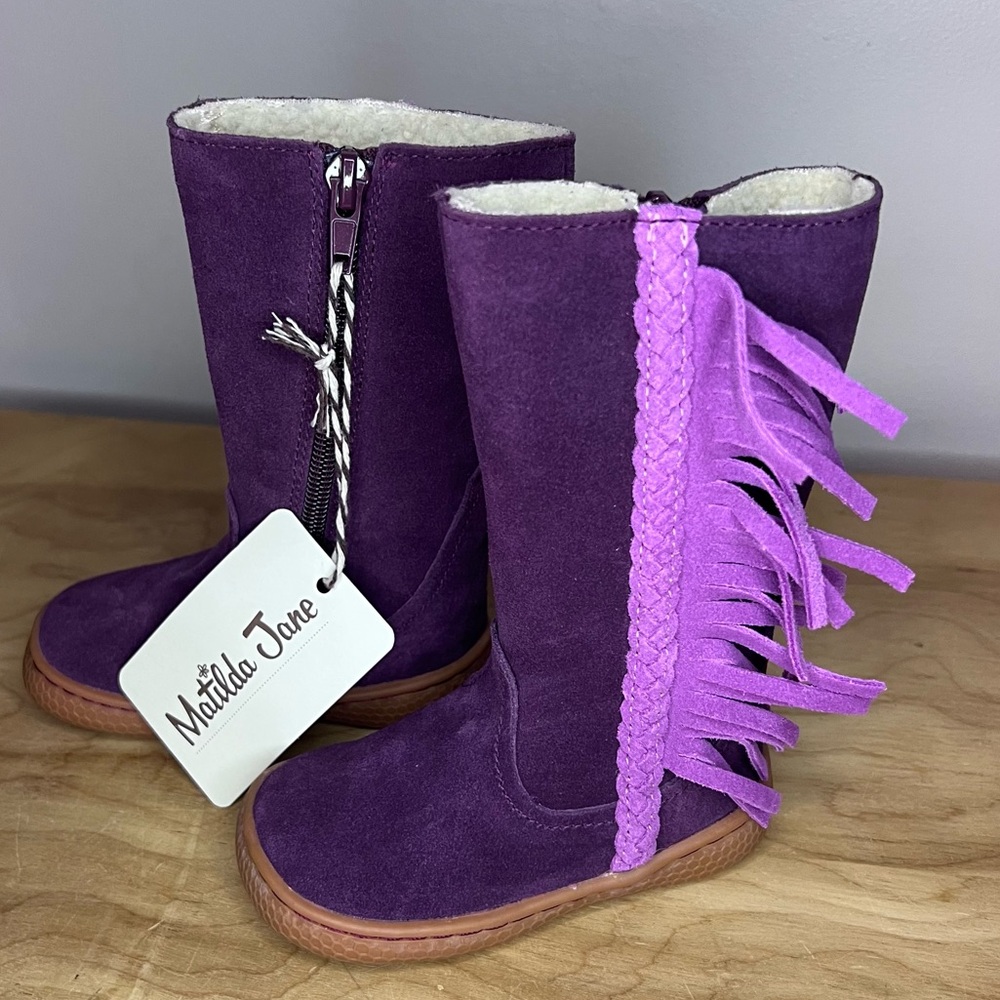 Matilda Jane A Fringe Full Purple Suede Boots Sz 4 NWT